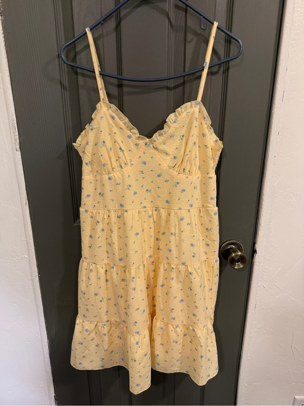 No Boundaries Yellow Sundress with Blue Floral Accents
